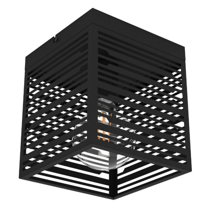 Schwarze industrielle Deckenleuchte Aluminium, Lennaert