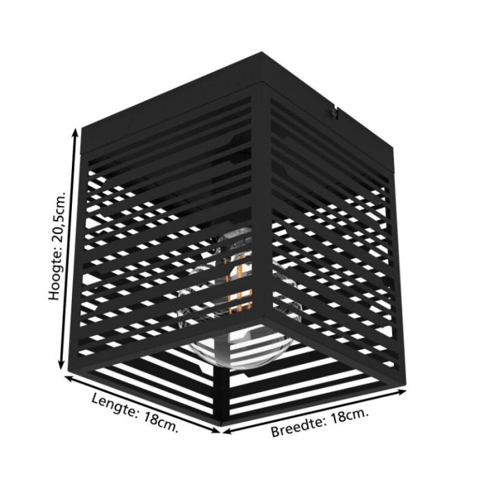 Schwarze industrielle Deckenleuchte Aluminium, Lennaert