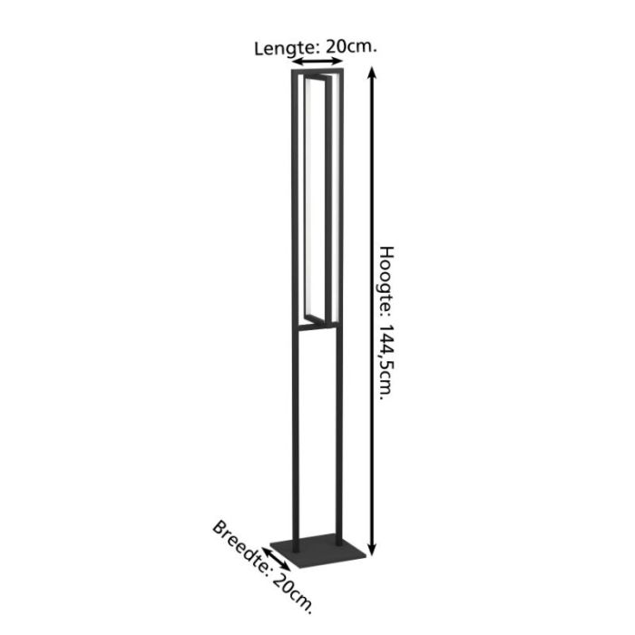 Schwarze moderne Stehlampe Aluminium, Lianne, 34W, warm- bis kaltweiß einstellbare LED, 3-stufig dimmbar