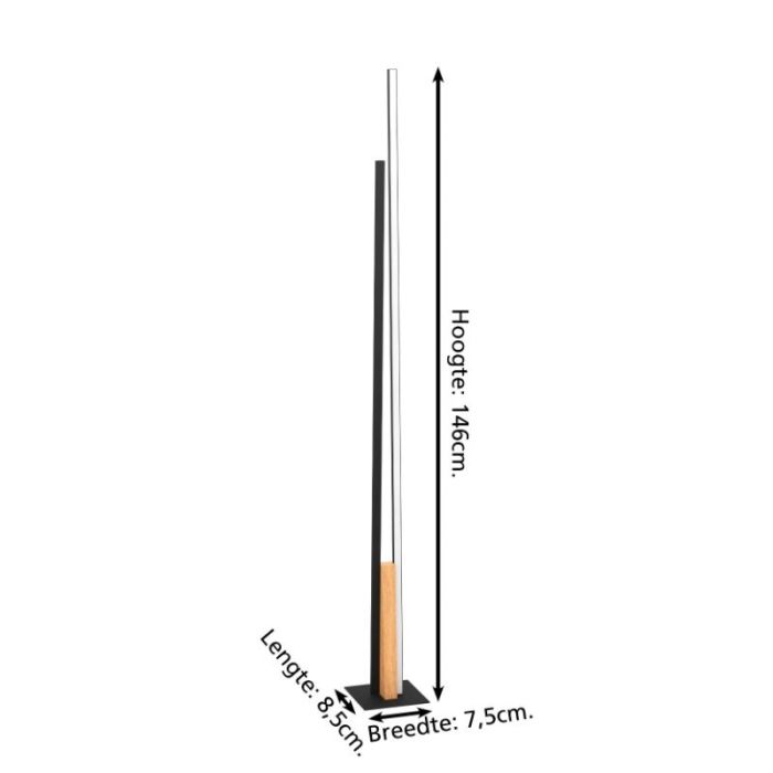 Schwarze moderne Stehlampe Aluminium, Leintje, 12,8W, 3000K LED, mit Schalter