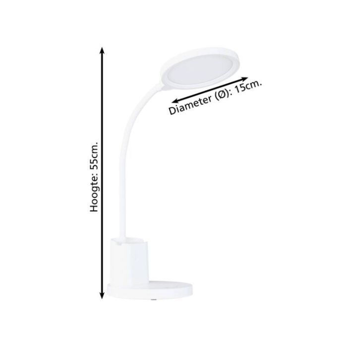 Weiße Tischleuchte Kunststoff, Vinnie, 2,1W, warm- bis kaltweiß einstellbare LED, 3-stufig dimmbar