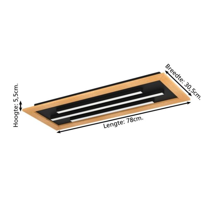 Holz design Deckenlampe Aluminium, Kyllian, 9W, warm- bis kaltweiß einstellbare LED, 3-stufig dimmbar