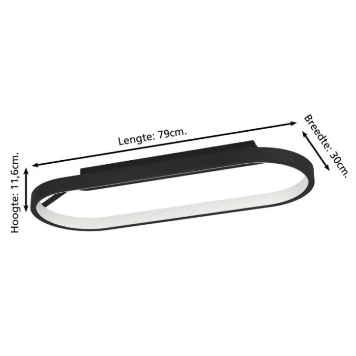 Schwarze moderne Deckenleuchte Aluminium, Maira, 27W, 3000K LED, 3-stufig dimmbar