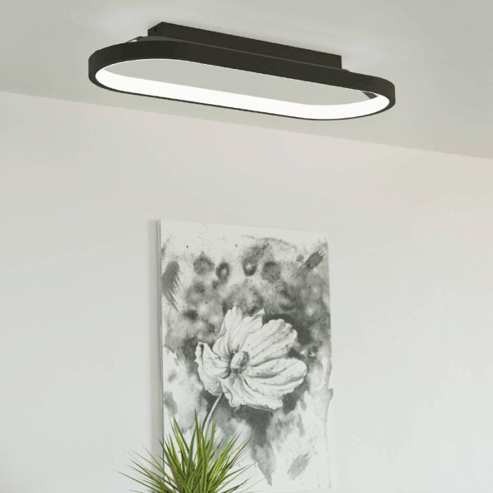 Schwarze moderne Deckenleuchte Aluminium, Maira, 27W, 3000K LED, 3-stufig dimmbar