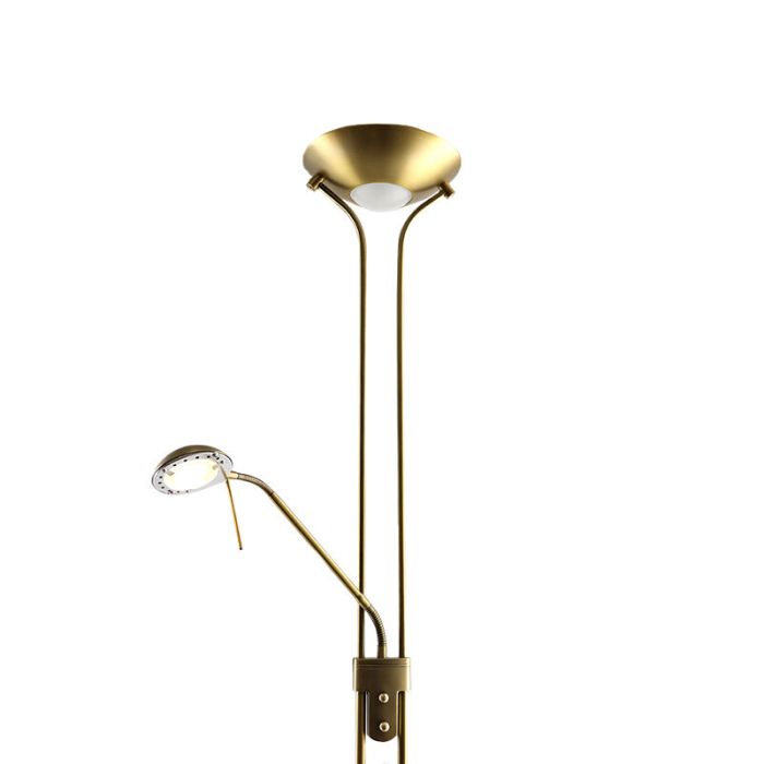 Moderne Leselampe Stehlampe Messing, Salvador, 18W, 3000K LED, mit Schalter