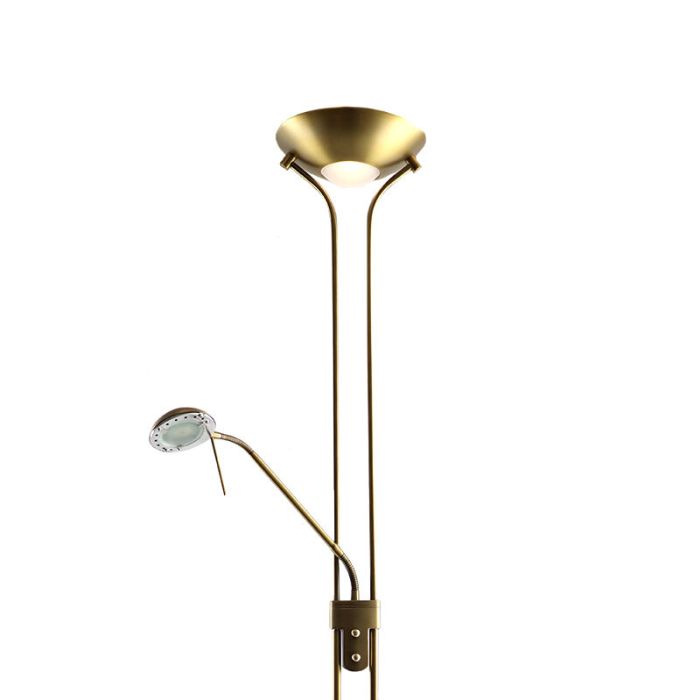 Moderne Leselampe Stehlampe Messing, Salvador, 18W, 3000K LED, mit Schalter