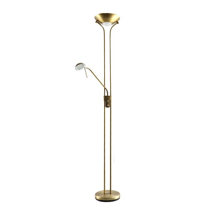 Moderne Leselampe Stehlampe Messing, Salvador, 18W, 3000K LED, mit Schalter