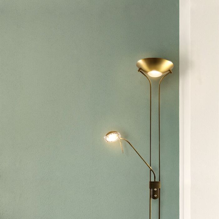 Moderne Leselampe Stehlampe Messing, Salvador, 18W, 3000K LED, mit Schalter