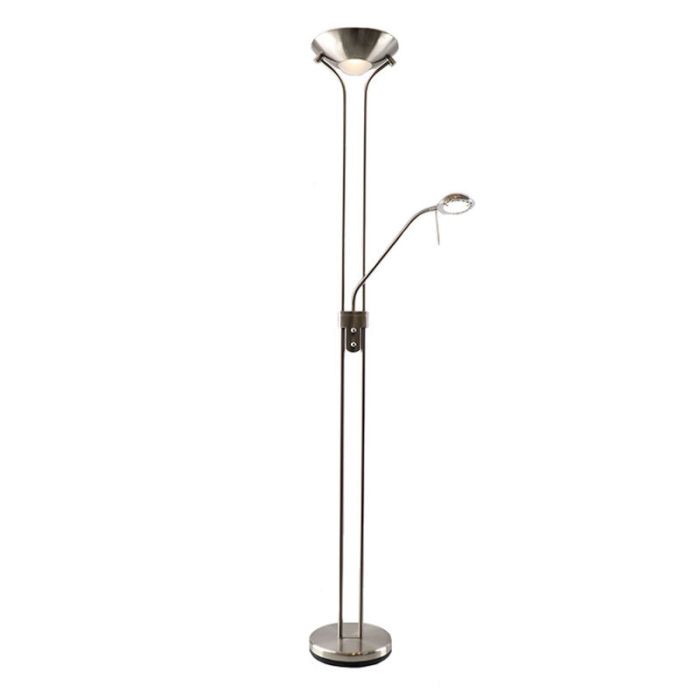 Moderne Leselampe Stehlampe Nickel, Salvador, 18W, 3000K LED, mit Schalter
