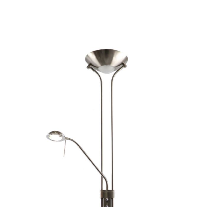 Moderne Leselampe Stehlampe Nickel, Salvador, 18W, 3000K LED, mit Schalter