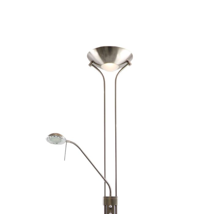 Moderne Leselampe Stehlampe Nickel, Salvador, 18W, 3000K LED, mit Schalter