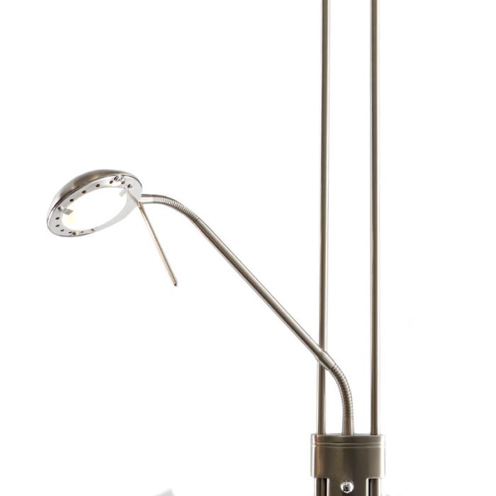 Moderne Leselampe Stehlampe Nickel, Salvador, 18W, 3000K LED, mit Schalter