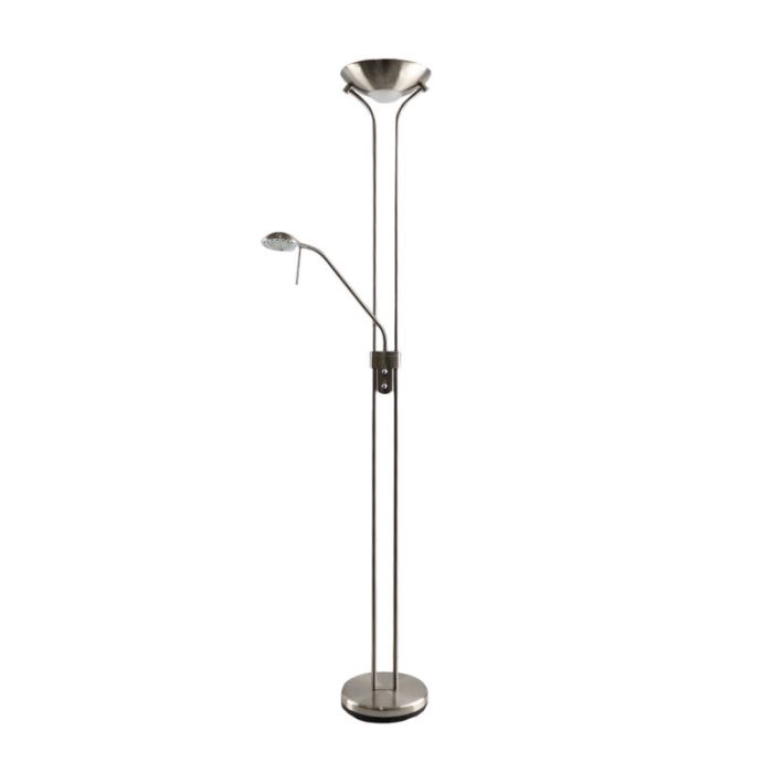 Moderne Leselampe Stehlampe Nickel, Salvador, 18W, 3000K LED, mit Schalter