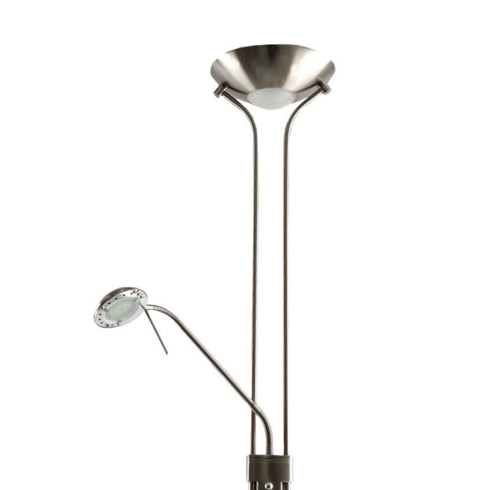 Moderne Leselampe Stehlampe Nickel, Salvador, 18W, 3000K LED, mit Schalter