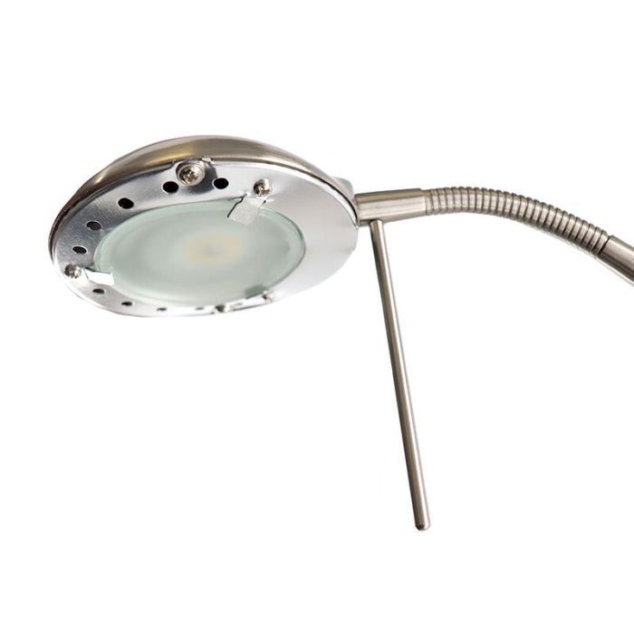 Moderne Leselampe Stehlampe Nickel, Salvador, 18W, 3000K LED, mit Schalter