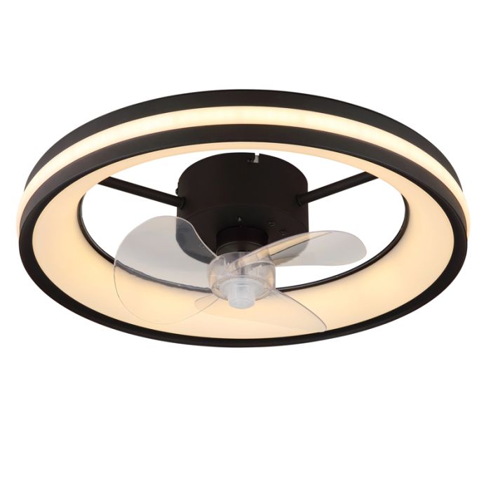 Schwarze moderne Deckenventilator Kunststoff, Klaaske, 30W, warm- bis kaltweiß einstellbare LED, mit Fernbedienung