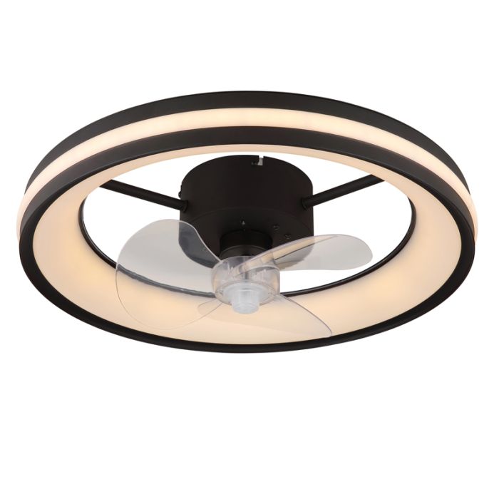Schwarze moderne Deckenventilator Kunststoff, Klaaske, 30W, warm- bis kaltweiß einstellbare LED, mit Fernbedienung