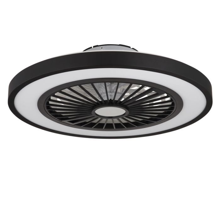 Schwarze moderne Deckenventilator Kunststoff, Komal, 45W, warm- bis kaltweiß einstellbare LED, mit Fernbedienung