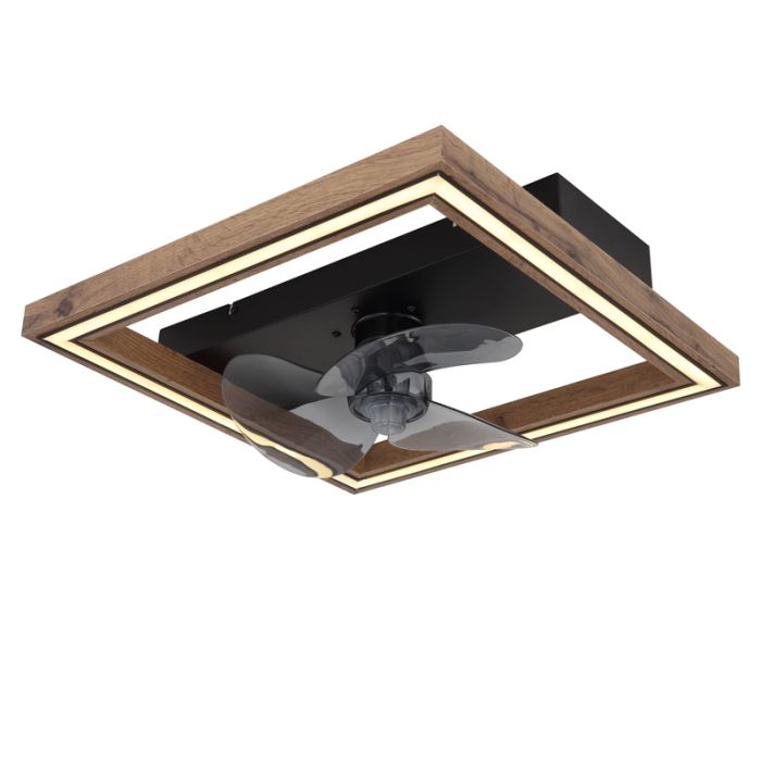 Braune moderne Deckenventilator Kunststoff, Lamyea, 24W, warm- bis kaltweiß einstellbare LED, mit Fernbedienung