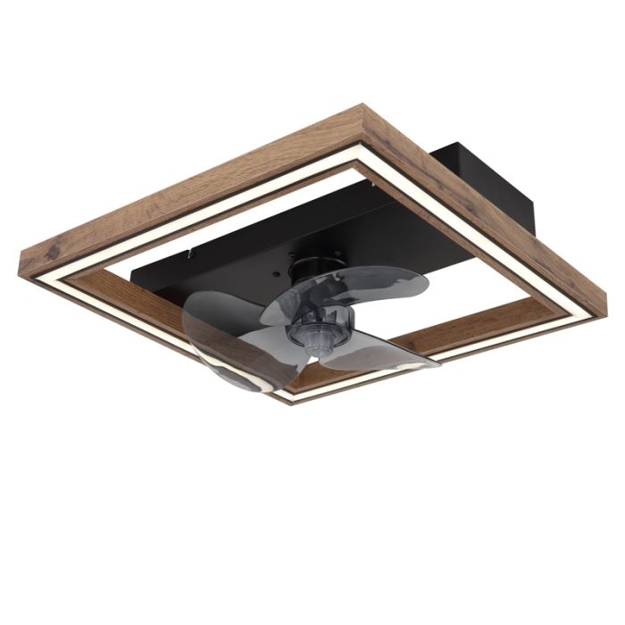Braune moderne Deckenventilator Kunststoff, Lamyea, 24W, warm- bis kaltweiß einstellbare LED, mit Fernbedienung