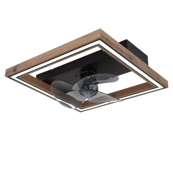 Braune moderne Deckenventilator Kunststoff, Lamyea, 24W, warm- bis kaltweiß einstellbare LED, mit Fernbedienung