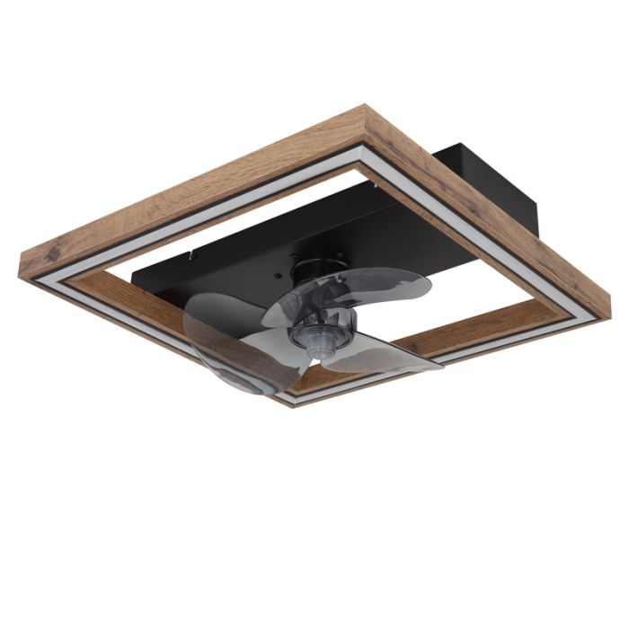 Braune moderne Deckenventilator Kunststoff, Lamyea, 24W, warm- bis kaltweiß einstellbare LED, mit Fernbedienung