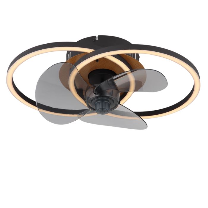 Schwarze design Deckenventilator Metall, Leif, 24W, warm- bis kaltweiß einstellbare LED, mit Fernbedienung
