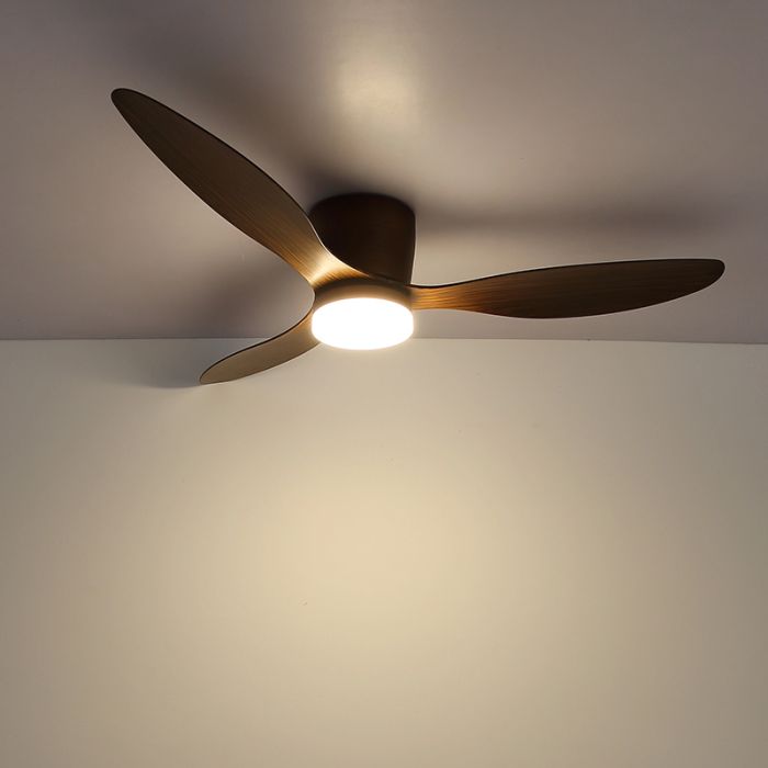 Braune landhaus Deckenventilator Kunststoff, Lenneke, 20W, warm- bis kaltweiß einstellbare LED, mit Fernbedienung