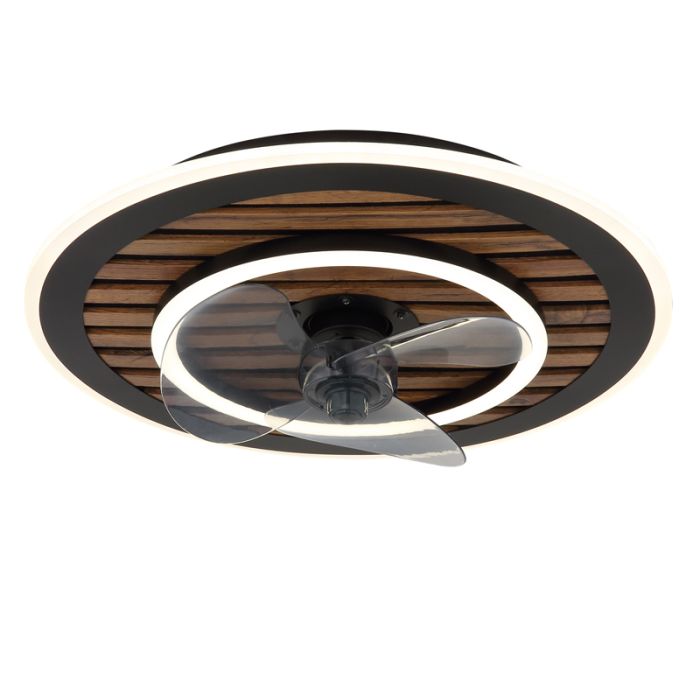 Schwarze design Deckenventilator Metall, Maha, 36W, warm- bis kaltweiß einstellbare LED, mit Fernbedienung