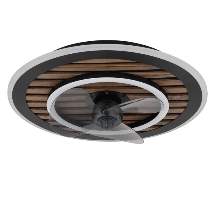 Schwarze design Deckenventilator Metall, Maha, 36W, warm- bis kaltweiß einstellbare LED, mit Fernbedienung