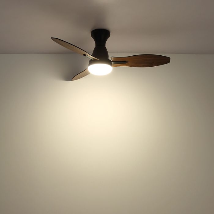 Braune landhaus Deckenventilator Metall, Majda, 22W, White Switch LED, mit Fernbedienung