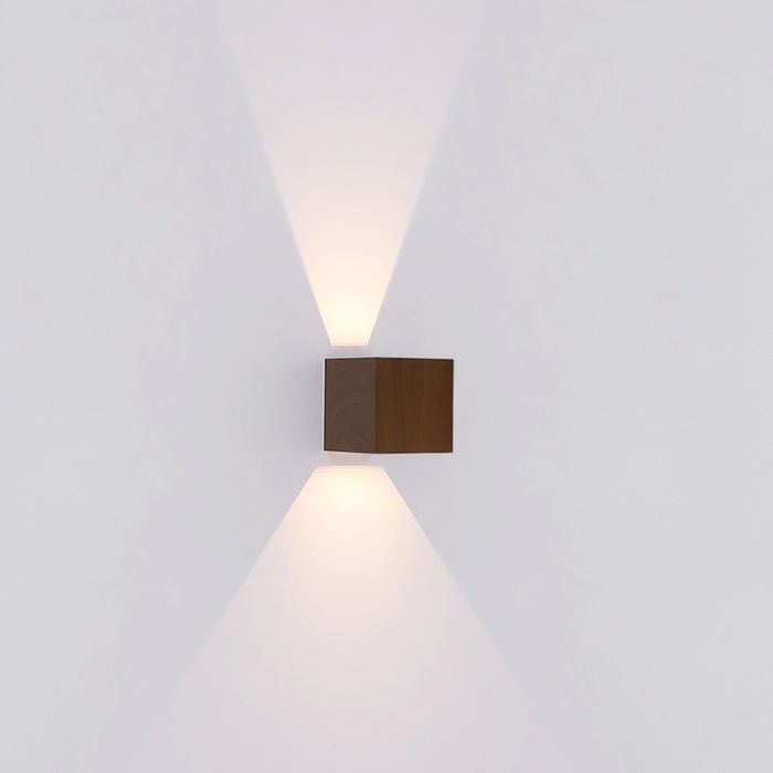 Braune moderne Up down Wandleuchte Aluminium, Nargis, 3W, 3000K LED, IP54