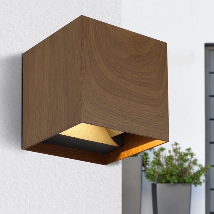Braune moderne Up down Wandleuchte Aluminium, Nargis, 3W, 3000K LED, IP54