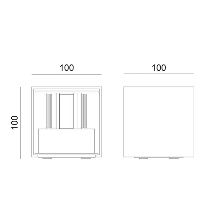 Braune moderne Up down Wandleuchte Aluminium, Nargis, 3W, 3000K LED, IP54