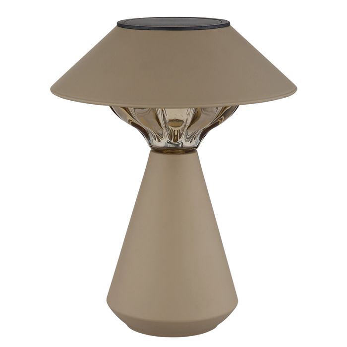 Braune moderne Solar Außen Tischlampe Kunststoff, Nasr, 0,06W, 3000K LED, IP44, mit Schalter
