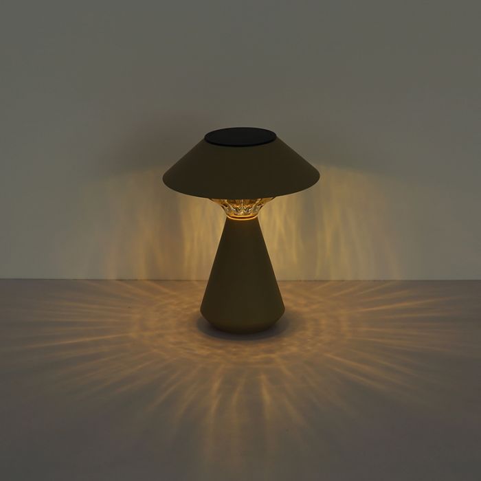 Braune moderne Solar Außen Tischlampe Kunststoff, Nasr, 0,06W, 3000K LED, IP44, mit Schalter