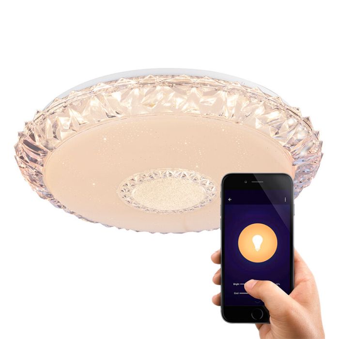 Weiße moderne Smart Deckenleuchte Metall, Taylan, 40W, warm- bis kaltweiß einstellbare LED