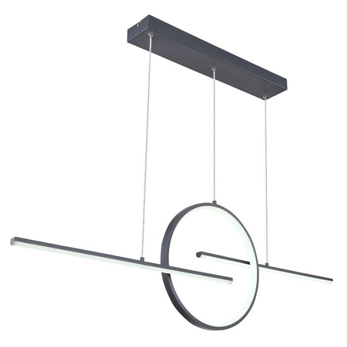 Anthrazit design Pendelleuchte Metall, Wieger, 50W, warm- bis kaltweiß einstellbare LED, mit Fernbedienung