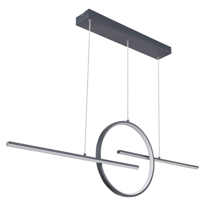 Anthrazit design Pendelleuchte Metall, Wieger, 50W, warm- bis kaltweiß einstellbare LED, mit Fernbedienung