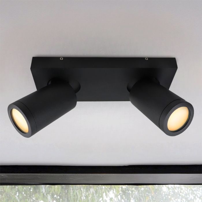 Schwarze Badezimmer Deckenstrahler Kenan, 2L, modern, IP44