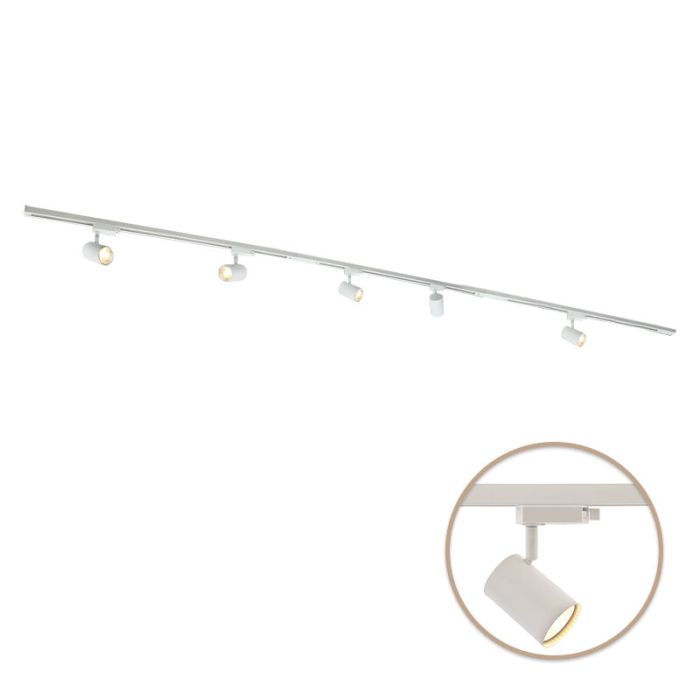 3M weißes 1 phase Schienenbeleuchtung System + 5 Elena Strahler