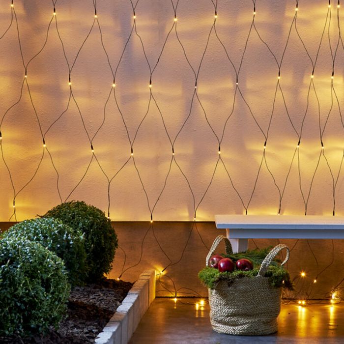 Netz 3x1,5 Meter, warmweiße LED-Beleuchtung, drinnen und draußen