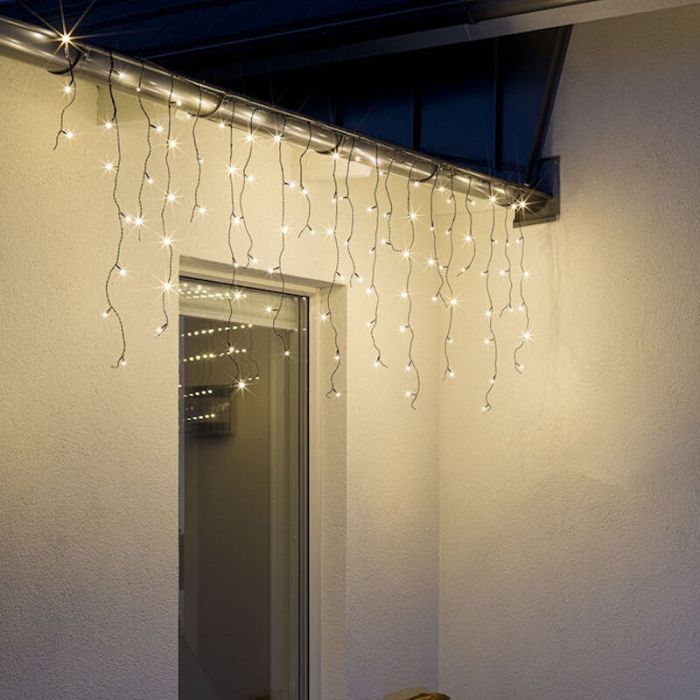 12 Meter Verknüpfbare Eiszapfenbeleuchtung, 70 cm hoch, Warmweiß, IP44, Basic