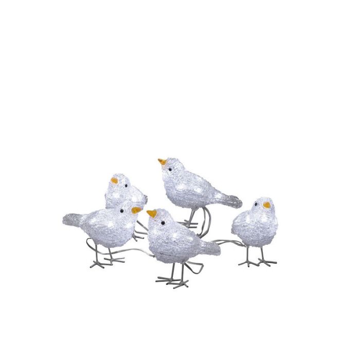 LED Vögel, Weihnachtsmotive - 5er Set