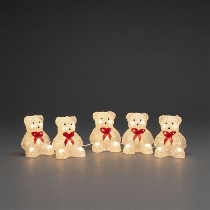 LED Eisbären mit Schleife, 3D Weihnachtsmotive - 5er Set, für den Innen- und Außenbereich