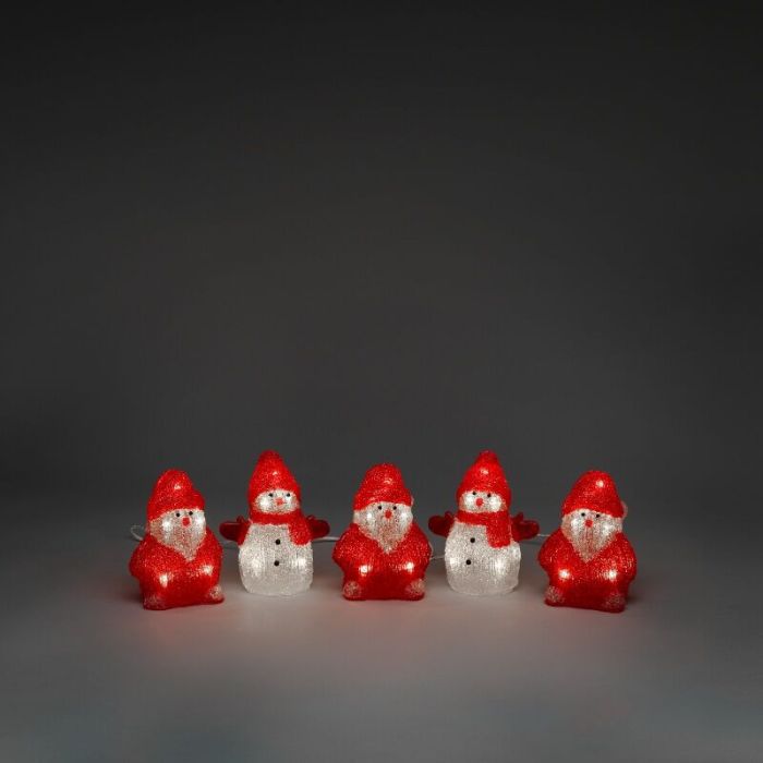 3 LED-Weihnachtsmänner und 2 LED-Schneemänner, für drinnen und draußen