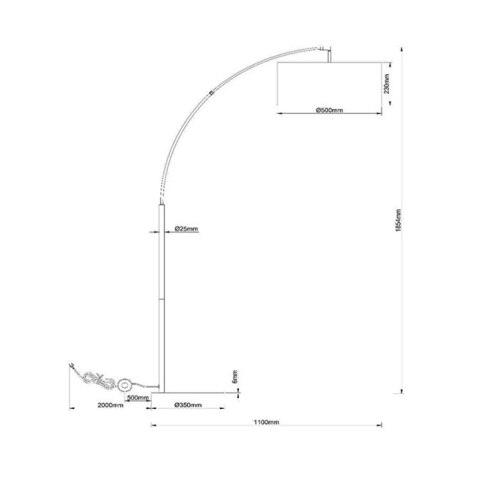 Rostfarbene Bogenlampe Modern, Rankos, mit Schalter