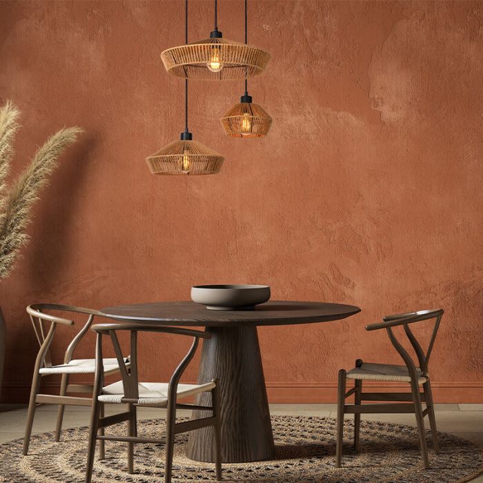 Rattan Pendelleuchte Holz, Yunkai