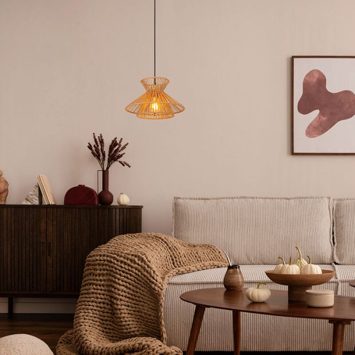 Rattan Pendelleuchte Braun, Tasman
