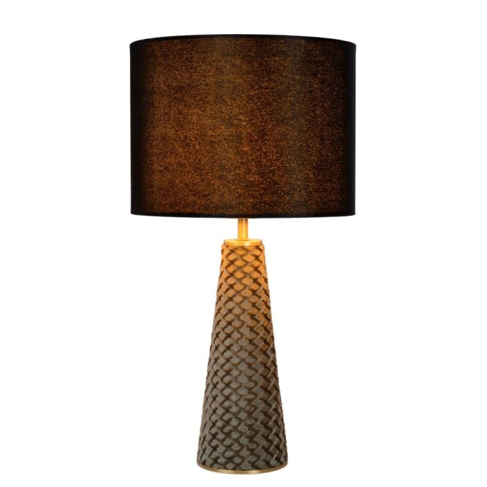 Graue Tischleuchte Retro, Extravaganza Velvet, mit Schalter